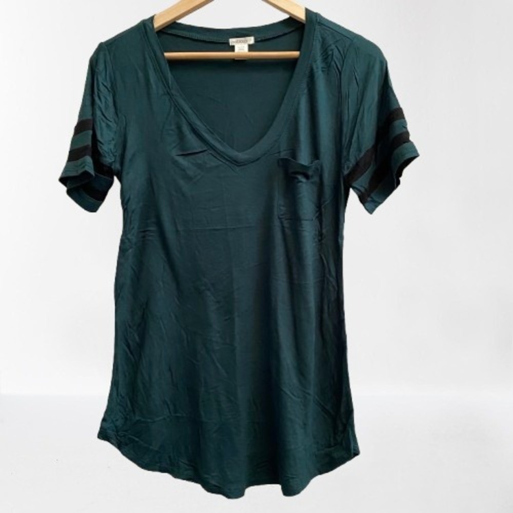 NEW Bozzolo V Neck Rayon‎ Short Sleeve Women's Top Teal Medium